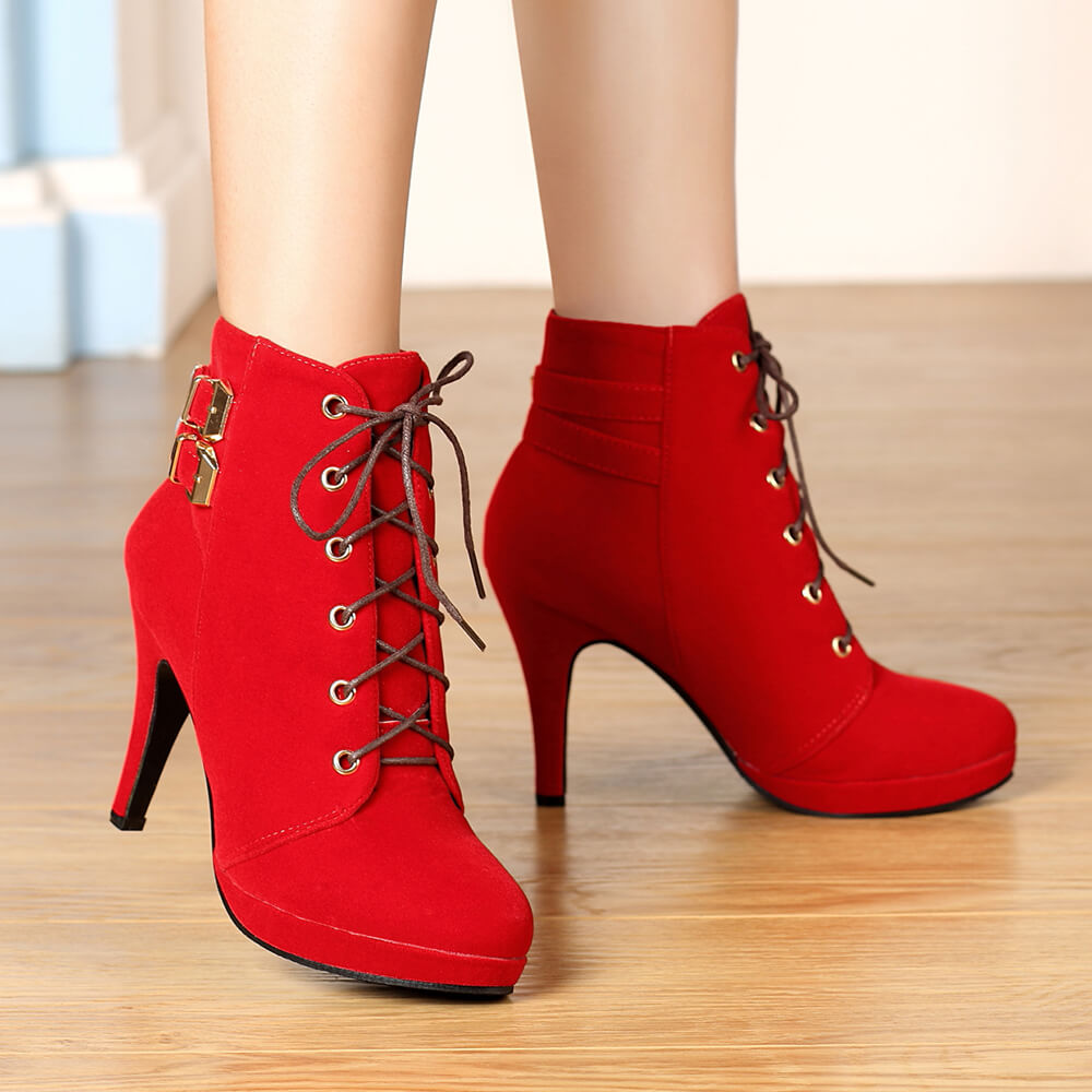 Victorian Corset Lace-Up Stiletto Booties