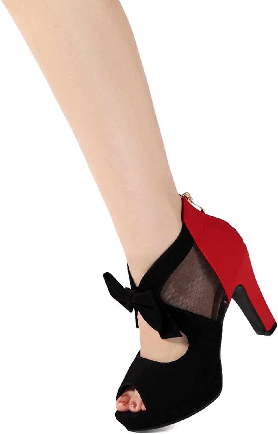 Vintage Bow Peep Toe Platform Heels