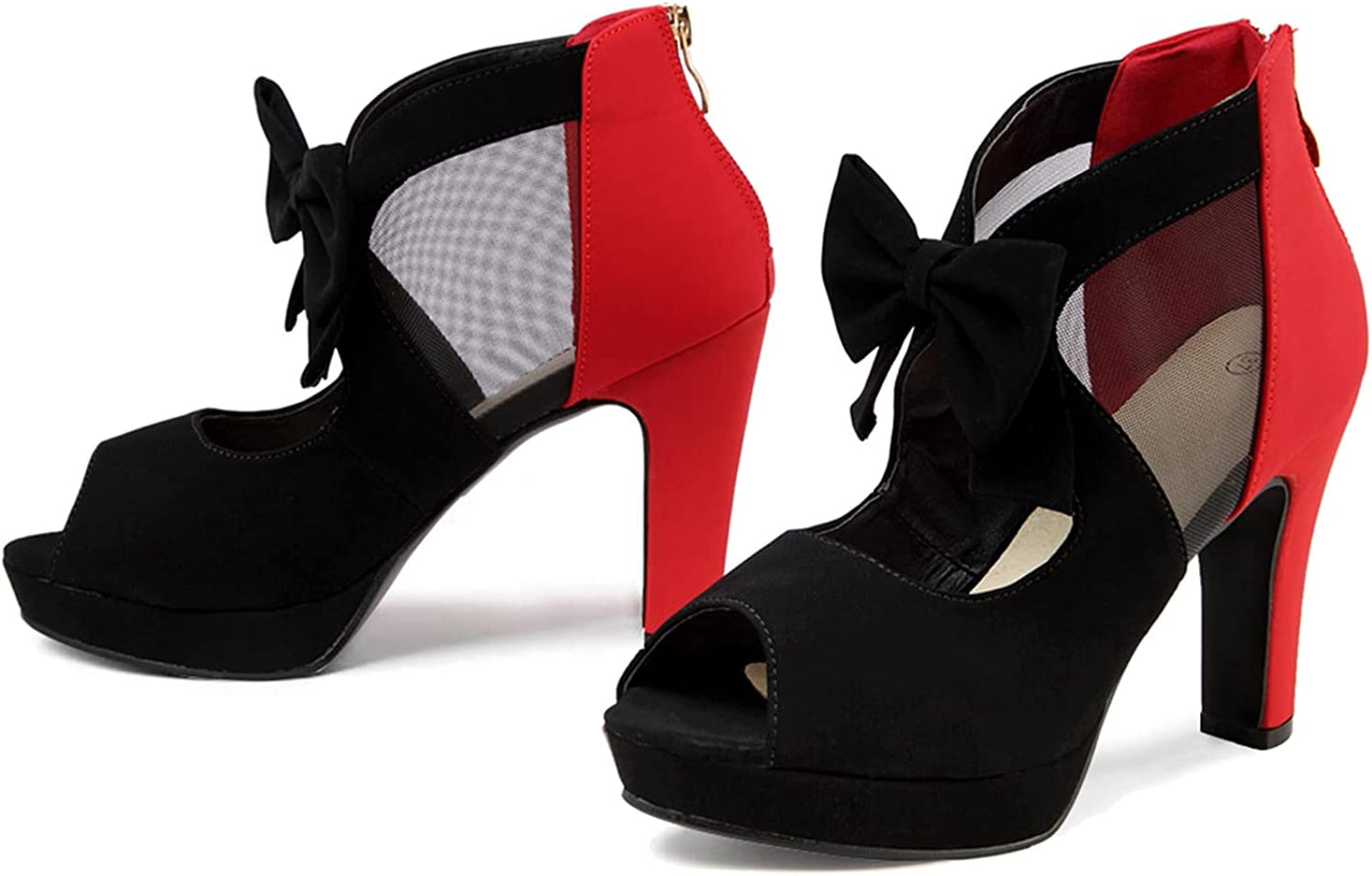 Vintage Bow Peep Toe Platform Heels