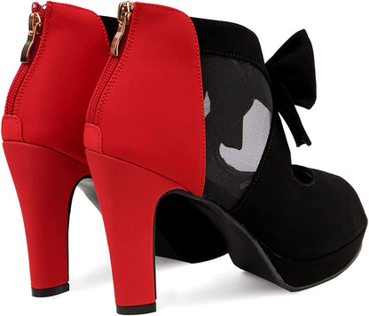 Vintage Bow Peep Toe Platform Heels