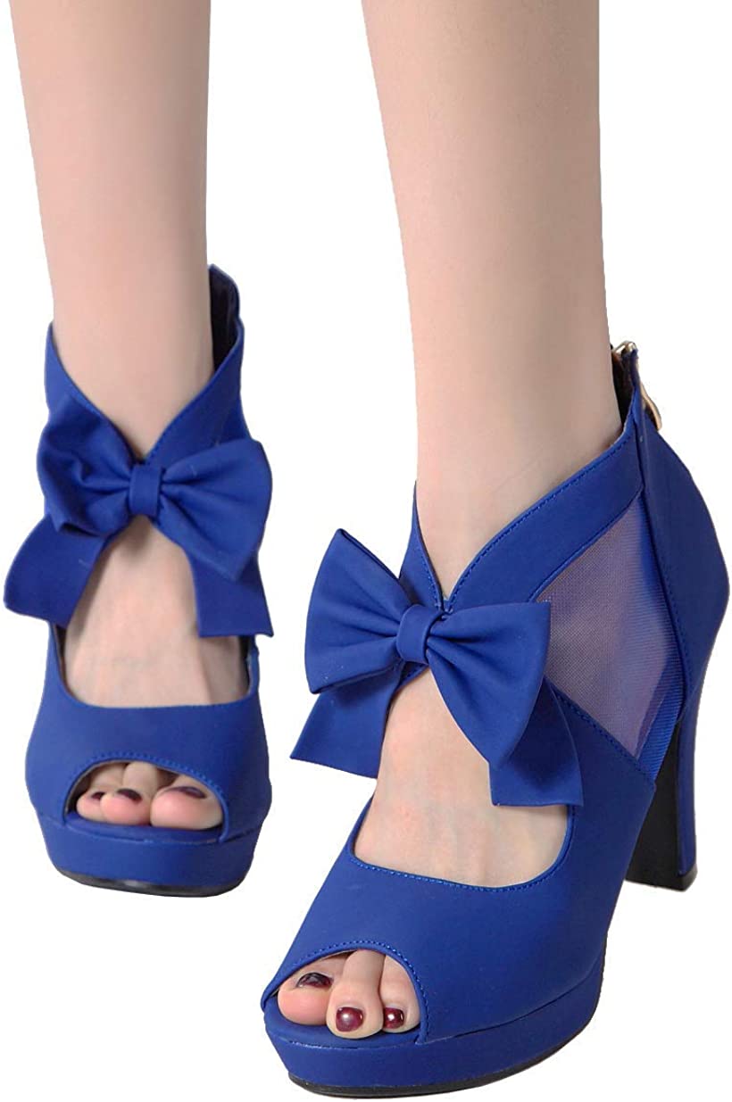 Vintage Bow Peep Toe Platform Heels