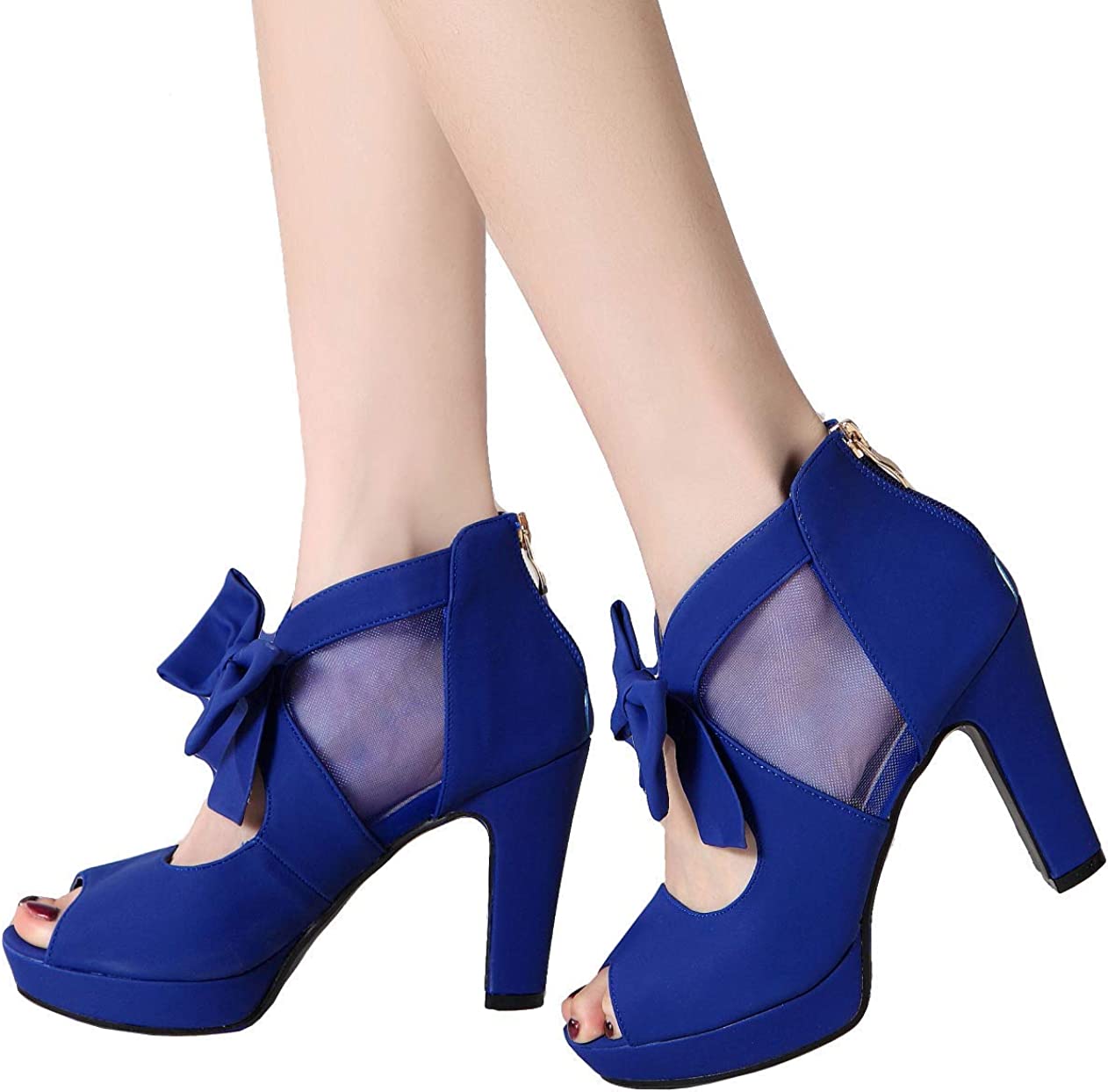 Vintage Bow Peep Toe Platform Heels