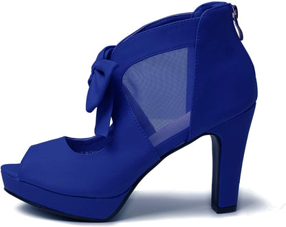 Vintage Bow Peep Toe Platform Heels