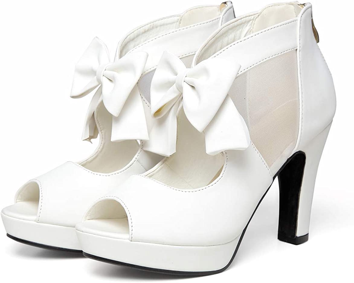 Vintage Bow Peep Toe Platform Heels