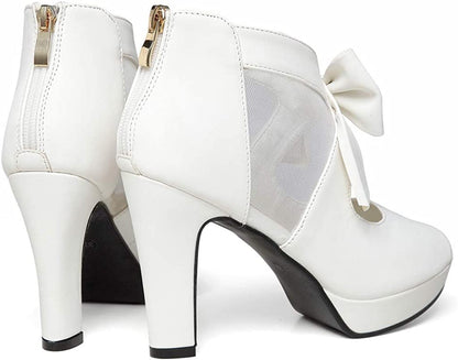 Vintage Bow Peep Toe Platform Heels