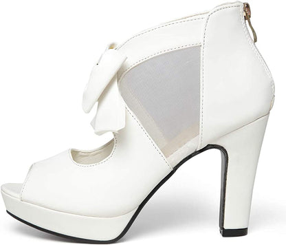 Vintage Bow Peep Toe Platform Heels