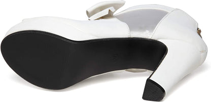 Vintage Bow Peep Toe Platform Heels