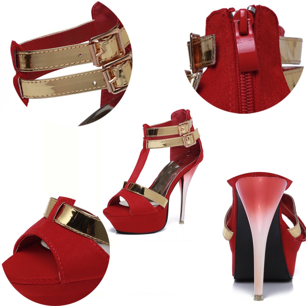 Double Buckle T-Strap Platform Stilettos