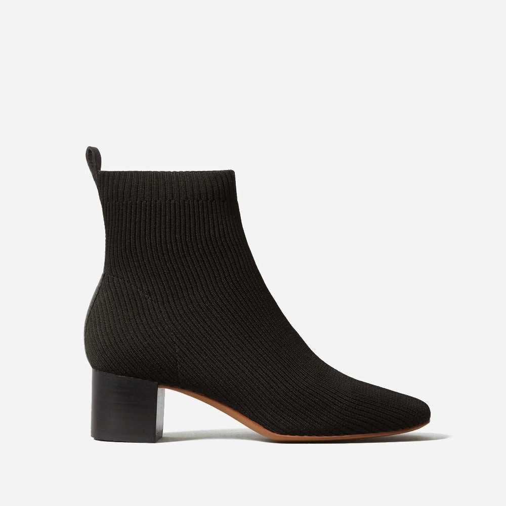 Ribbed Knit Block Heel Sock Booties