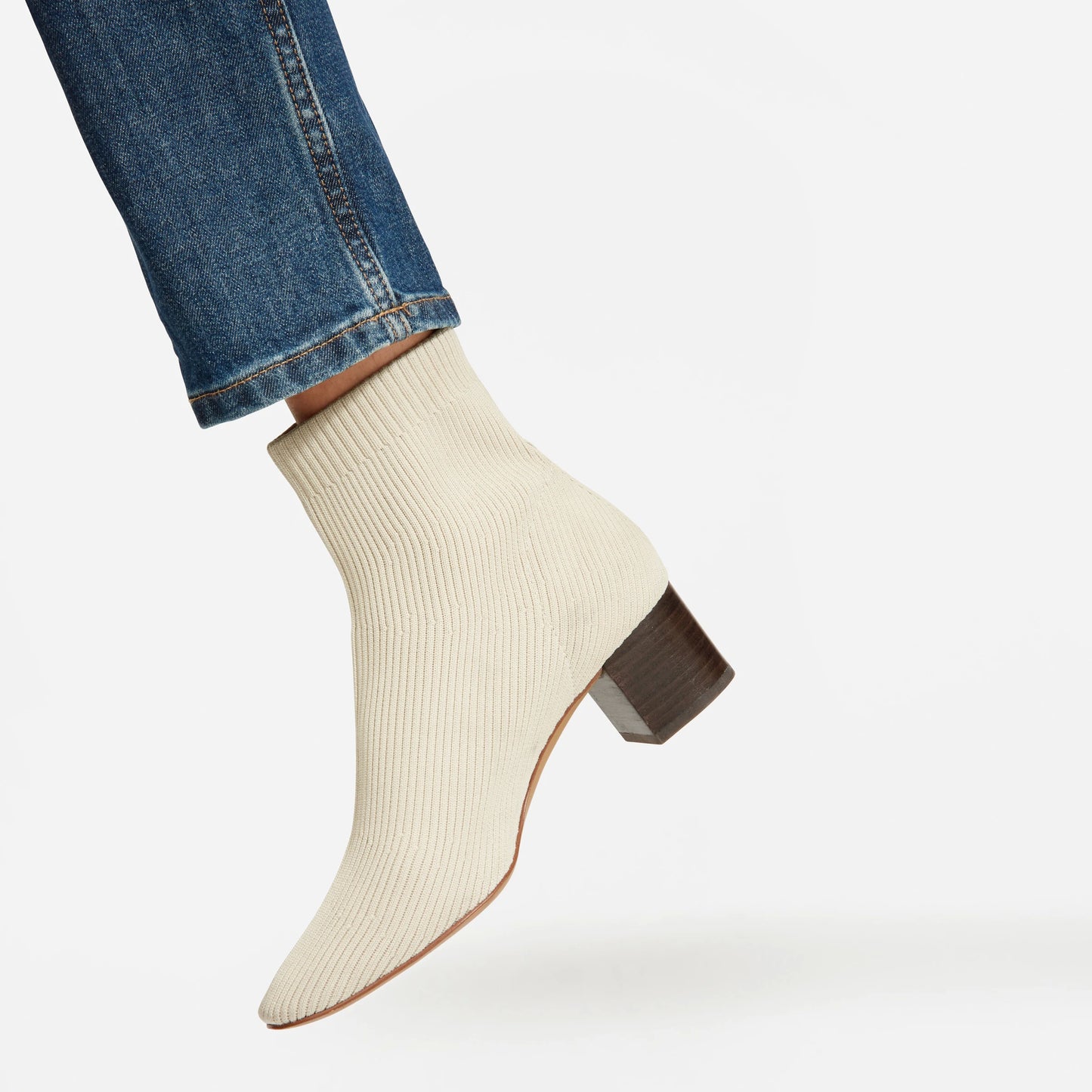 Ribbed Knit Block Heel Sock Booties
