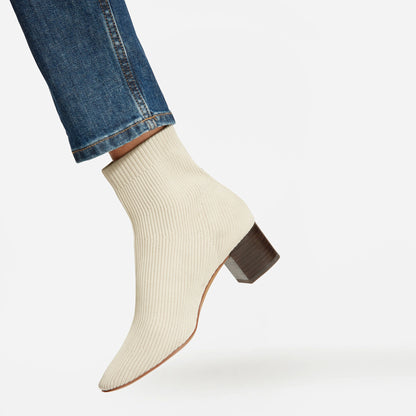 Ribbed Knit Block Heel Sock Booties