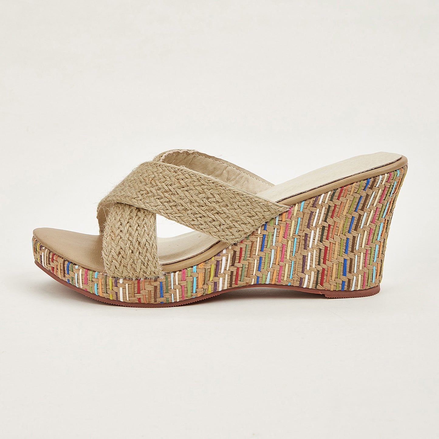 Braided Criss Cross Wedge Slides
